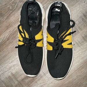 bebe Women's Leylan Sneaker, Black/Yellow, Size 8.5